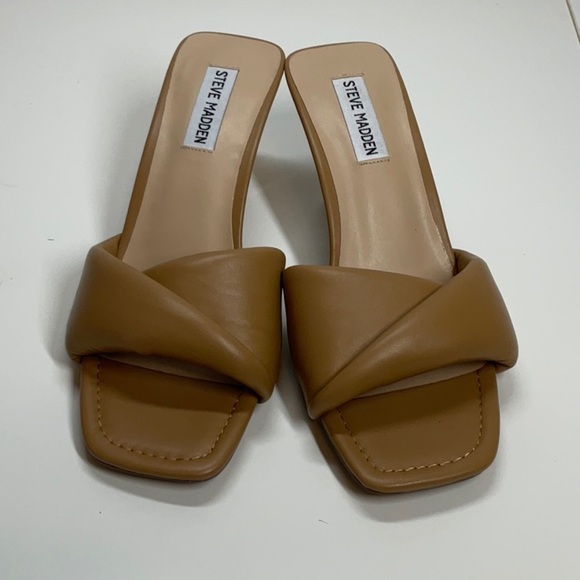 Steve Madden Thai Tan Nude Kitten Heels Slip On Sandal Size:9 - Picture 7 of 8